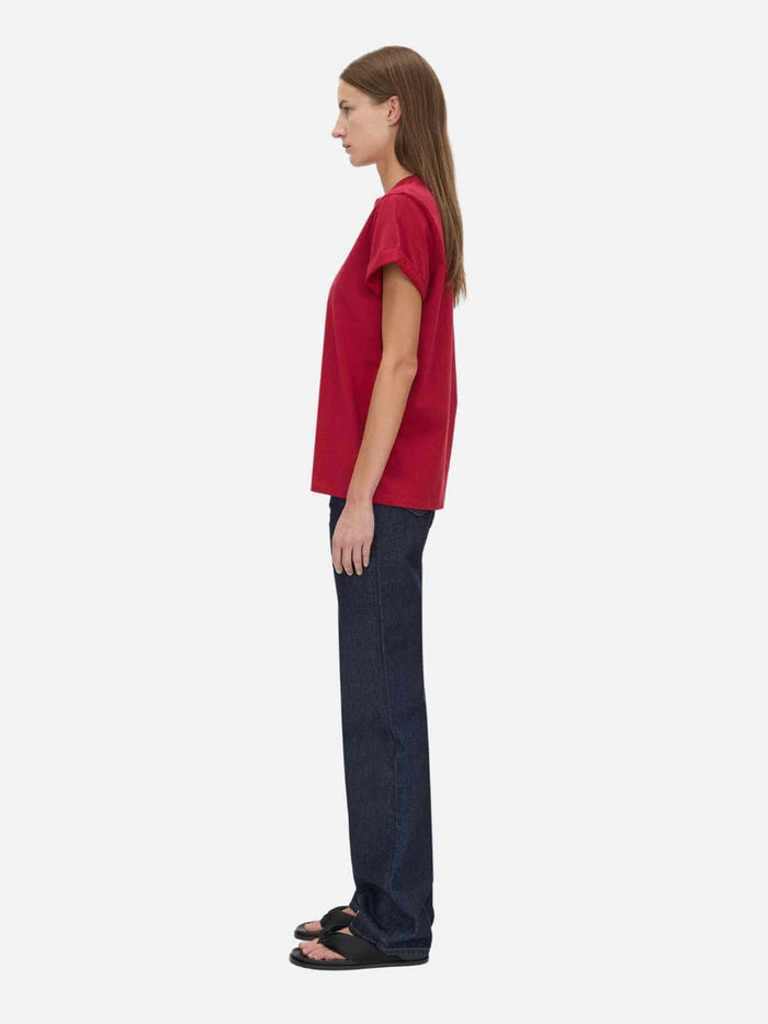 Maren Logo Roll Sleeve Tee - Ruby Red