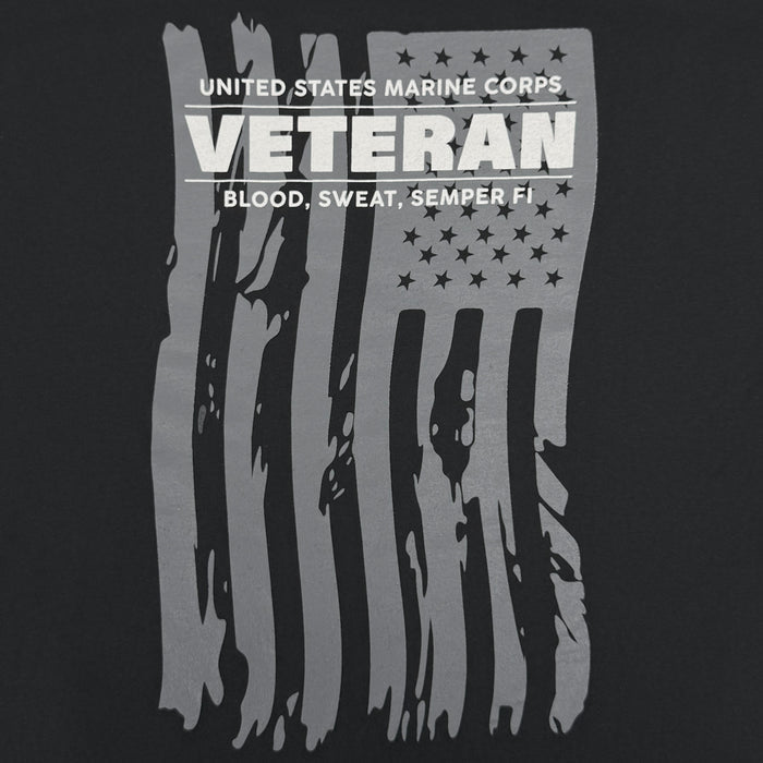 Marines Veteran Flag Long Sleeve T-Shirt (Black)