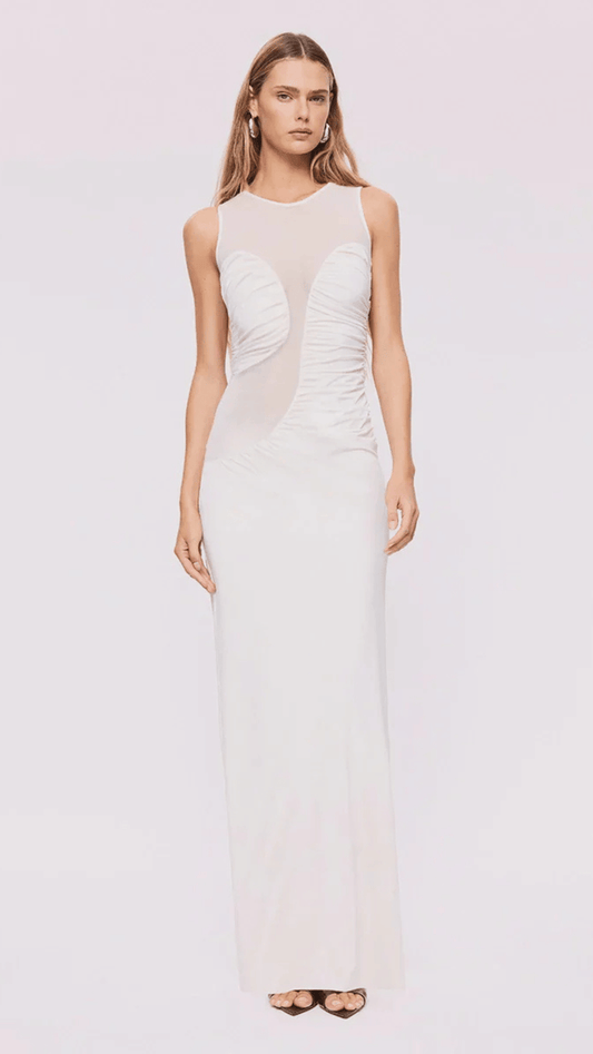 Marjo Sleeveless Midi Dress-White