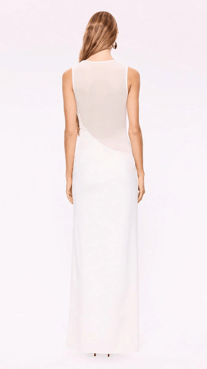 Marjo Sleeveless Midi Dress-White