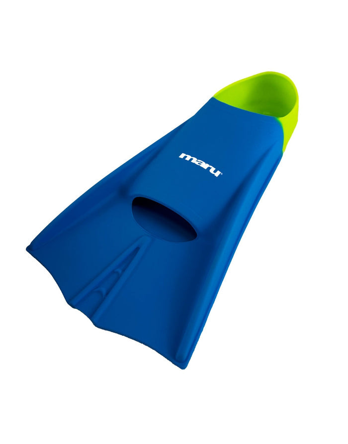 Sleek blue and lime Maru Training Fins for ankle flexibility