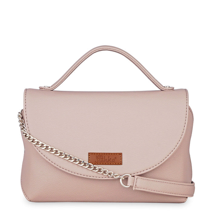 Women’s mauve vegan leather top handle crossbody sling shoulder bag