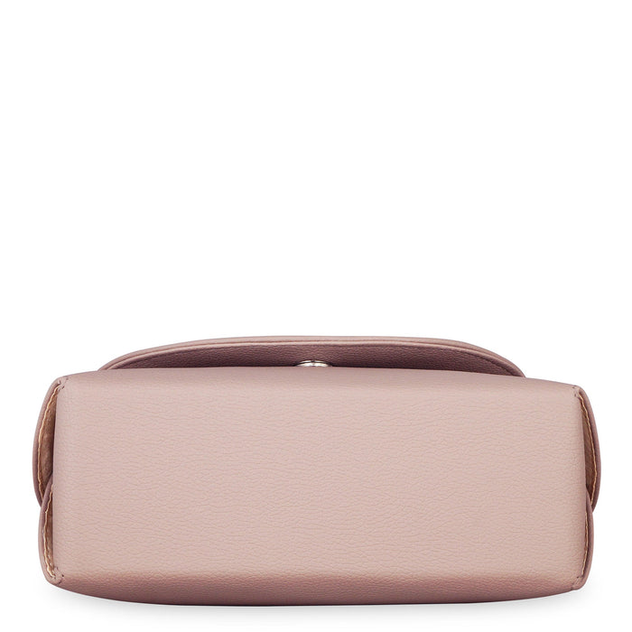 Women’s mauve vegan leather top handle crossbody sling shoulder bag-bottom view