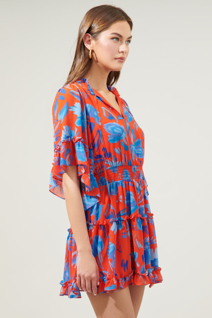 Mazie Floral Amorcito Bell Sleeve Mini Dress
