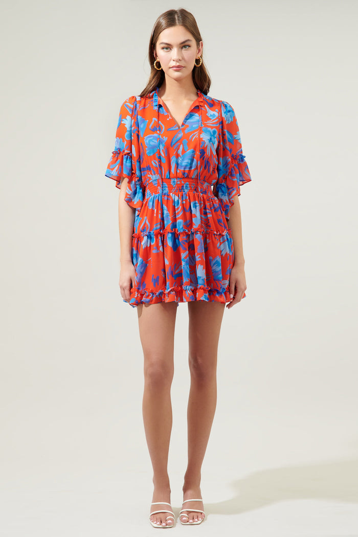 Mazie Floral Amorcito Bell Sleeve Mini Dress