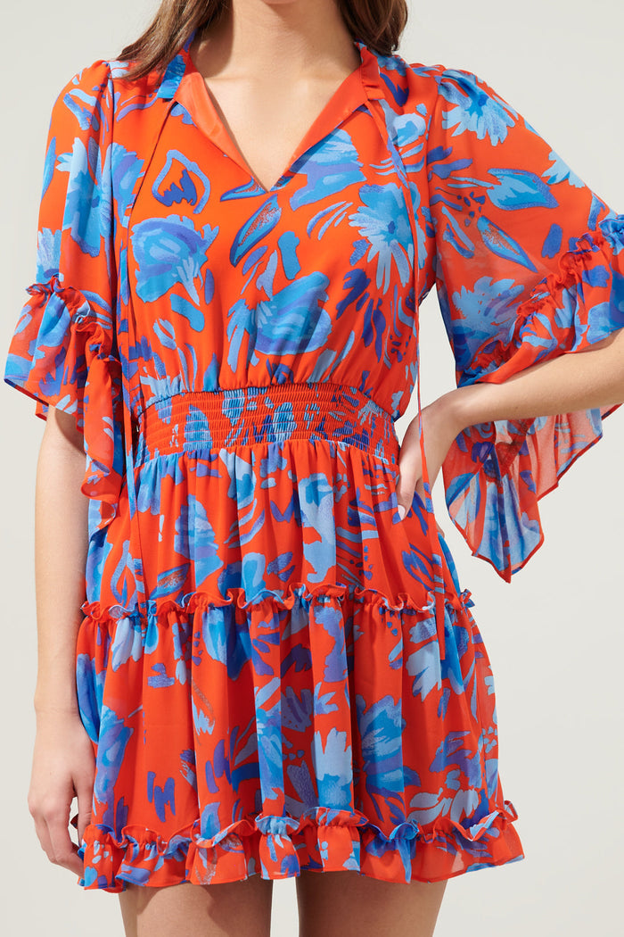 Mazie Floral Amorcito Bell Sleeve Mini Dress