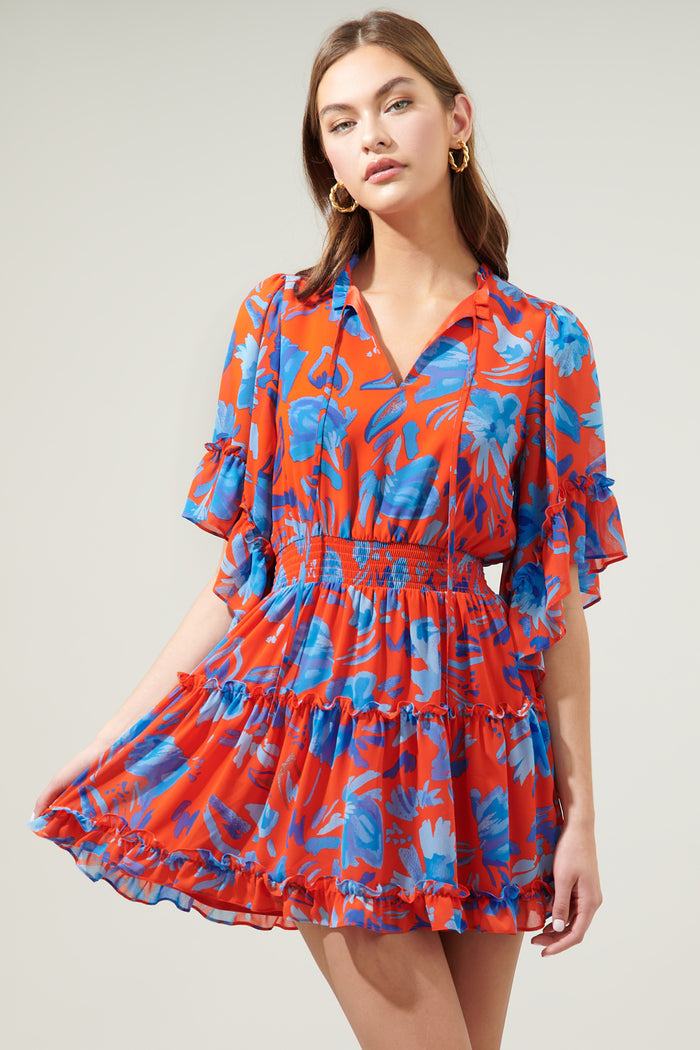 Mazie Floral Amorcito Bell Sleeve Mini Dress