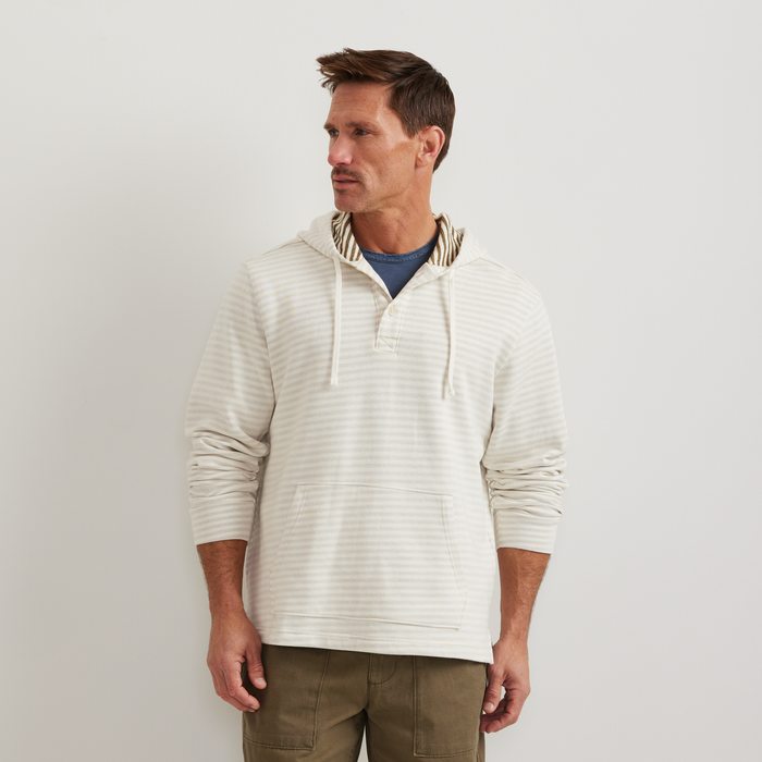 Men's Striped Hooded Pullover-Ivory-Regular-C1