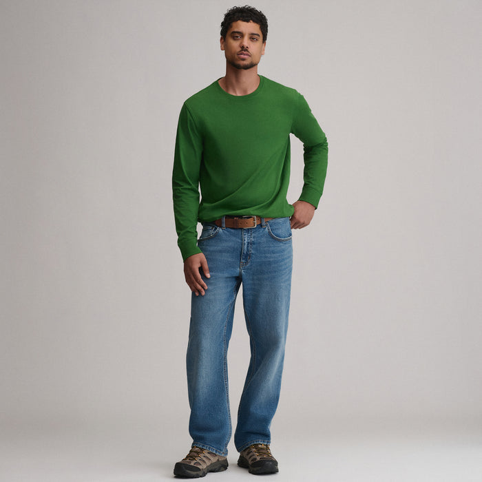 Men's Legend Wash 100% Cotton Long-Sleeve Classic T-Shirt-Asparagus-4