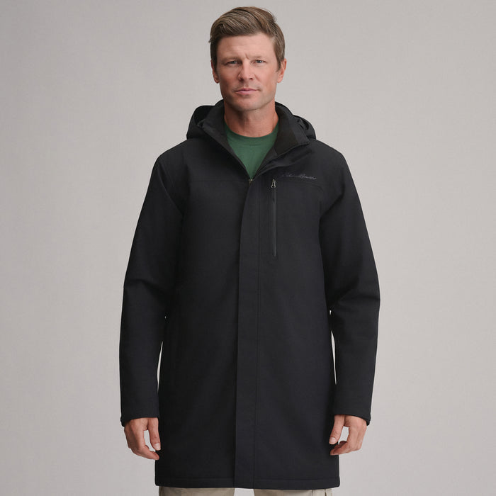 Men's Mainstay Insulated Waterproof Hooded Trench Coat-Black-1