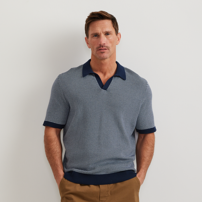 Men's SS Novelty Polo Sweater-Navy-Regular-C1