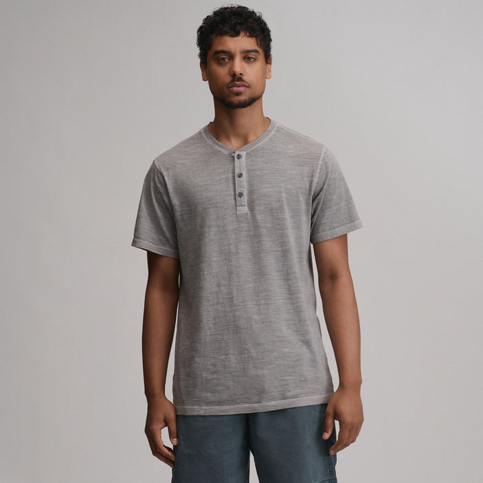 Men's Short-Sleeve Sunwashed Cotton Henley-Lead-1