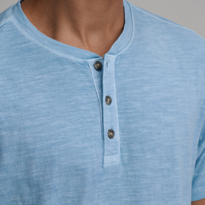 Men's Short-Sleeve Sunwashed Cotton Henley-Slate Blue-7