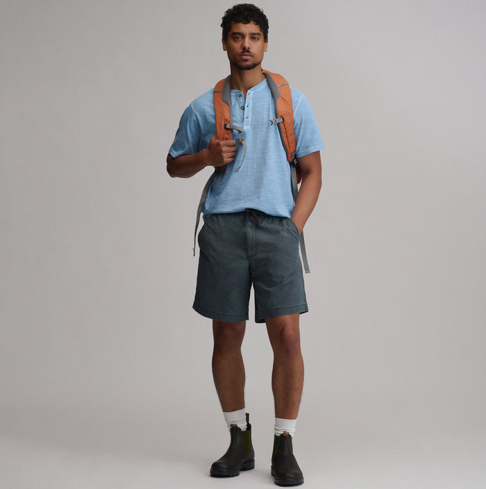 Men's Short-Sleeve Sunwashed Cotton Henley-Slate Blue-8
