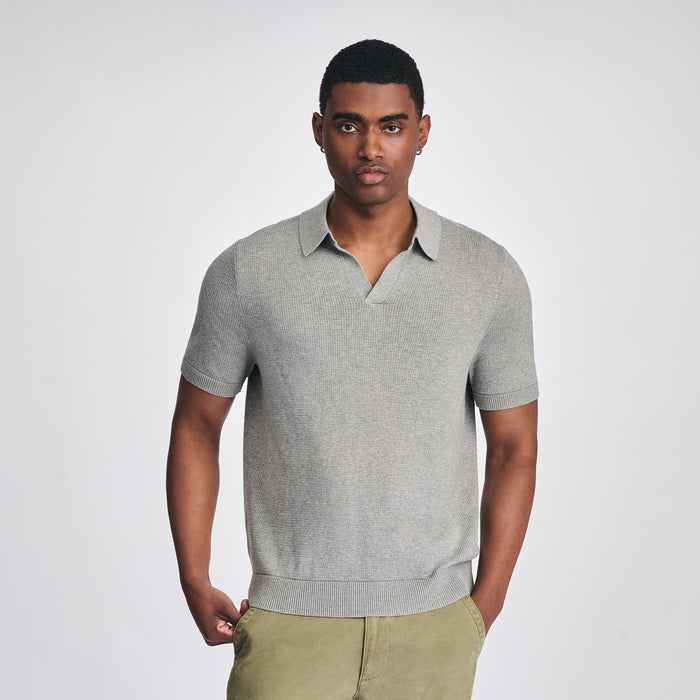 Men's SS Novelty Polo Sweater-Htr Gray-1