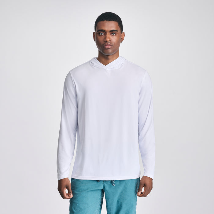 Men's LS Sundrift Upf Po Hoodie-White-8