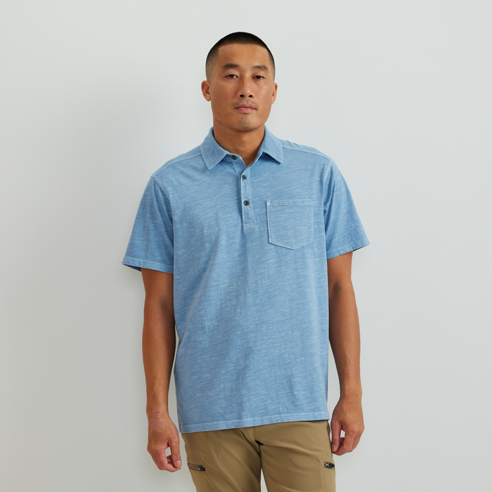Men's Sunwashed Cotton Pocket Polo-Blue Fog-Regular-C1