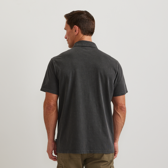 Men's Sunwashed Cotton Pocket Polo-Carbon-Regular-F1