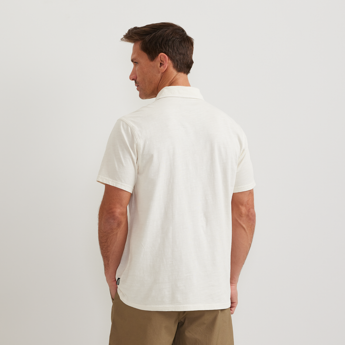 Men's Sunwashed Cotton Pocket Polo-Ivory-Regular-F1