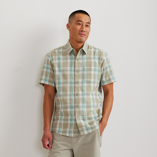 Men's Tidelands Short-Sleeve Yarn-Dyed Textured Shirt-Alder-Regular-C1