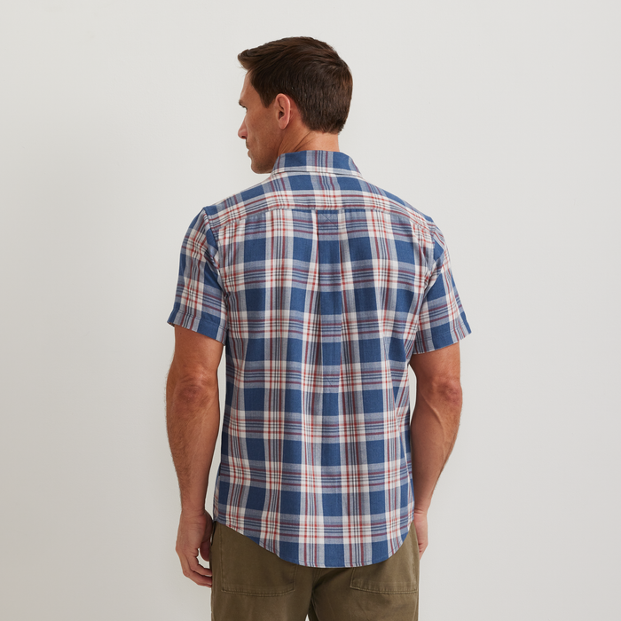 Men's Tidelands Short-Sleeve Yarn-Dyed Textured Shirt-Dusk-Regular-F1