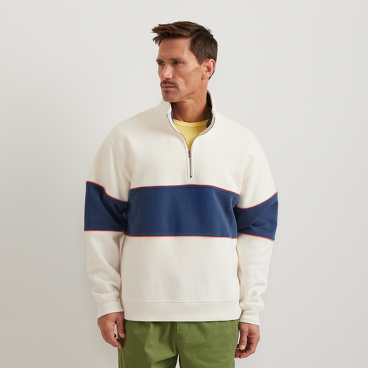 Men's Vintage Soft 1/4-Zip - Stripe-Ivory-Regular-C1