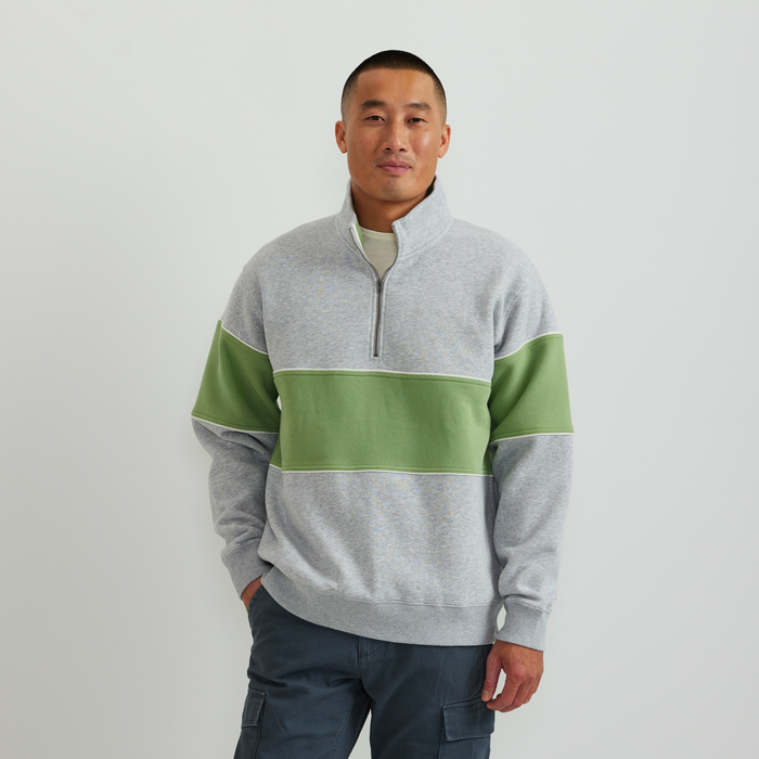 Men's Vintage Soft 1/4-Zip - Stripe-Htr Gray-Regular-C1