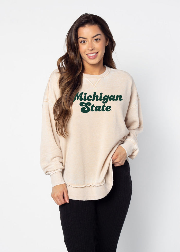 Michigan State Spartans Women's Oatmeal Burnout Campus Pullover