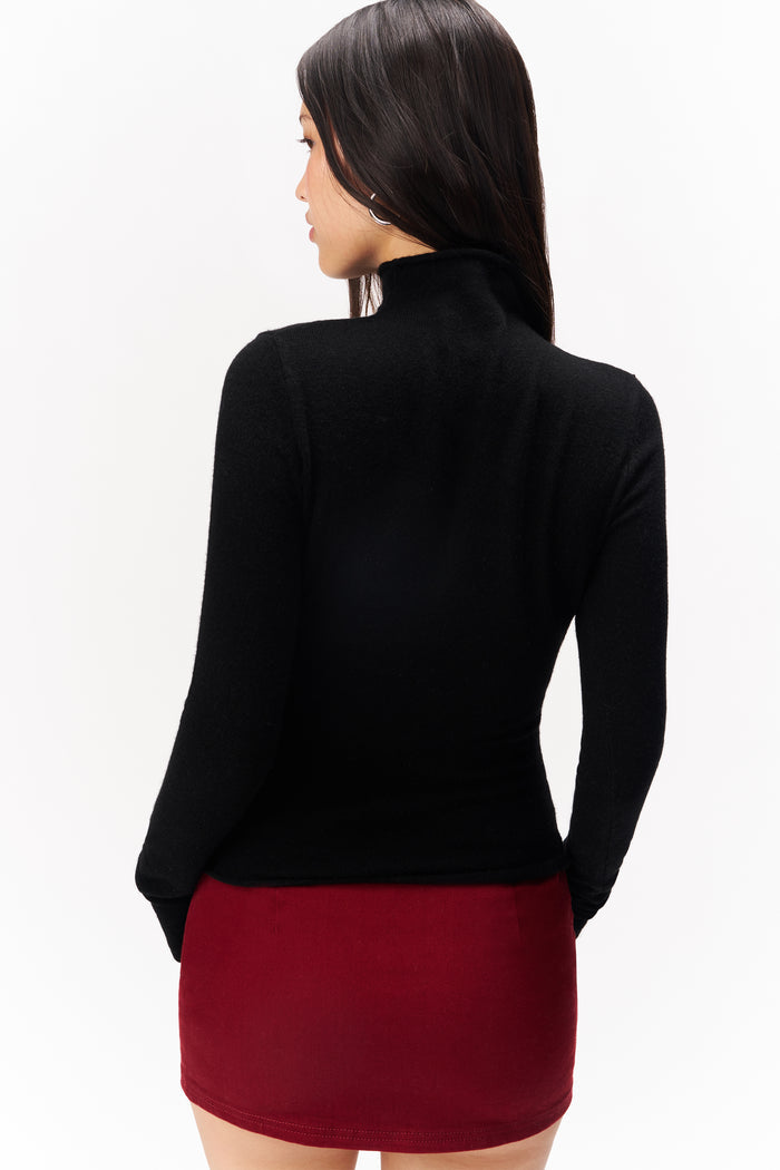 Micro Mini Denim Skirt in Bordeaux