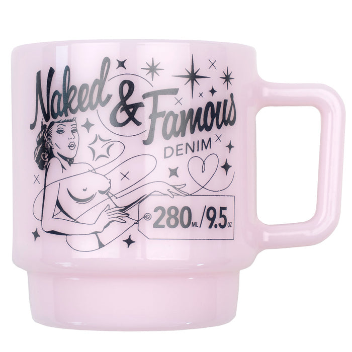 Milk Glass Stackable Mug - Pink Sakura by Naked & Famous Denim