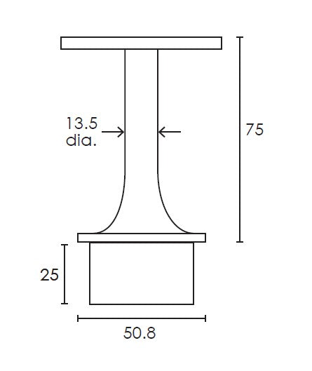MOD 50 - ROUND 316 STAINLESS STEEL RAIL SUPPORT - FIXED FLAT SADDLE - Image 3