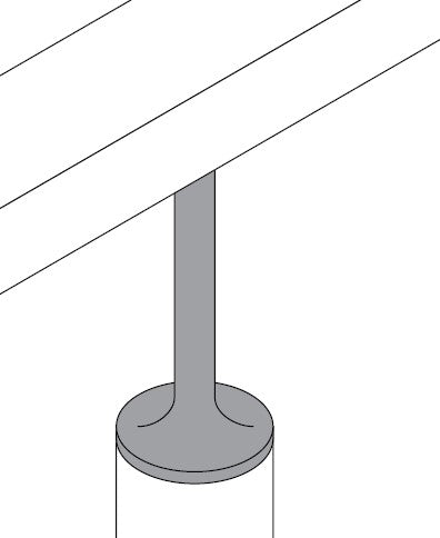 MOD 50 - ROUND 316 STAINLESS STEEL RAIL SUPPORT - FIXED FLAT SADDLE - Image 4
