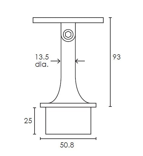MOD 50 - ROUND 316 STAINLESS STEEL RAIL SUPPORT - SWIVEL FLAT SADDLE - Image 2