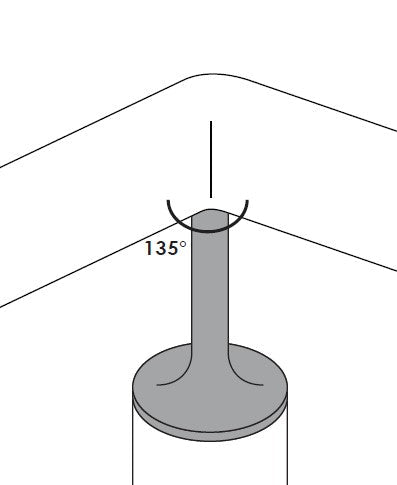 MOD 50 - ROUND 316 STAINLESS STEEL RAIL SUPPORT FIXED CURVED 135 Degrees SADDLE - Image 3