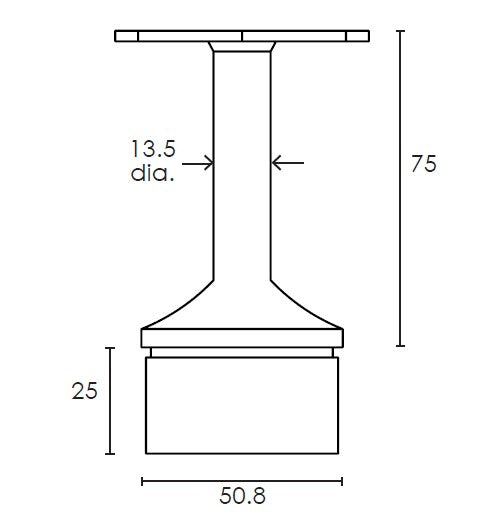 MOD 50 - ROUND 316 STAINLESS STEEL RAIL SUPPORT FIXED FLAT90 Degrees SADDLE - Image 2