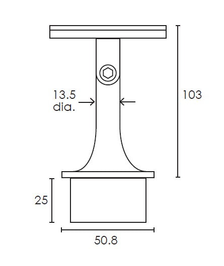 MOD 50 - ROUND 316 STAINLESS STEEL RAIL SUPPORT SWIVEL CURVED SADDLE - Image 2