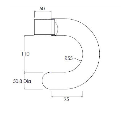 MOD 50 - ROUND HANDRAIL END U SHAPE 316 STAINLESS STEEL - Image 2