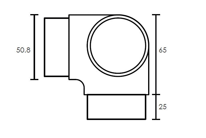 MOD 50 - ROUND T90 Degrees JOINER 316 STAINLESS STEEL - Image 2