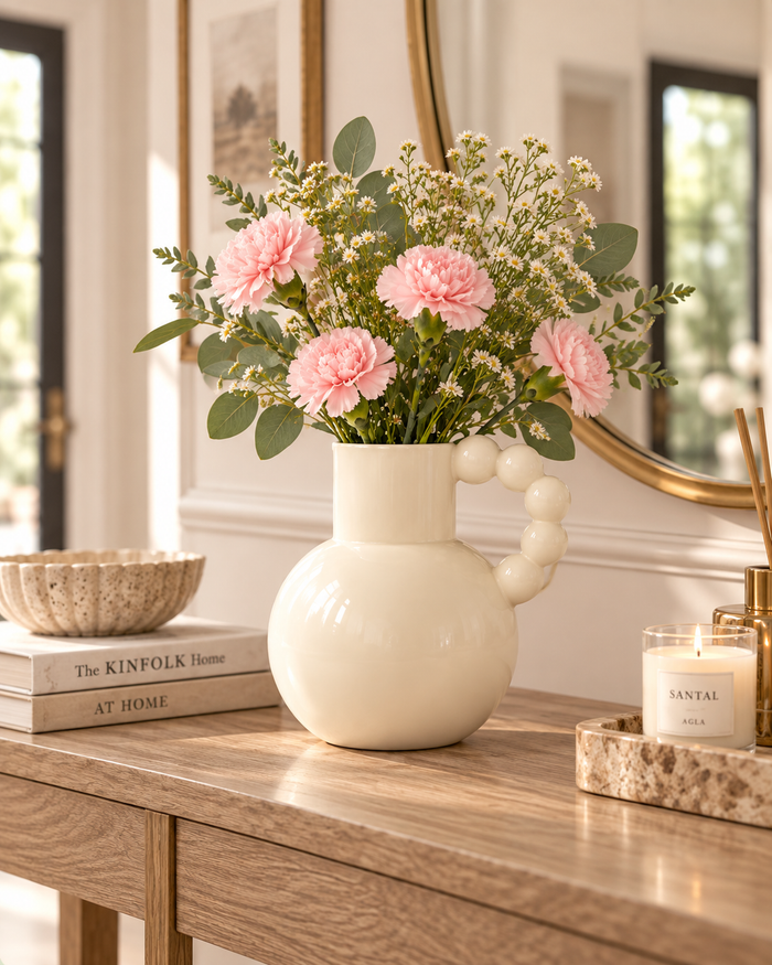 Modern Round Decorative Flower Vase for Living Room, Bedroom, Kitchen & Table Decor