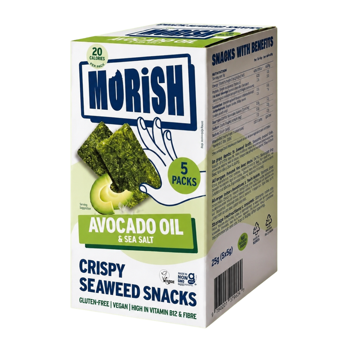 Morish Crispy Avocado Oil Seaweed Snacks 5 x 4g
