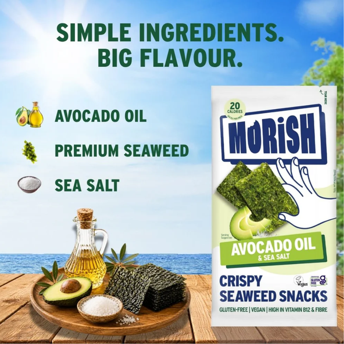 Morish Crispy Avocado Oil Seaweed Snacks 5 x 4g