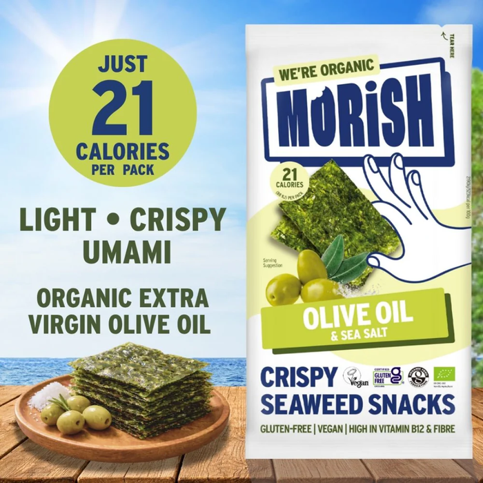 Morish Organic Olive Oil Seaweed Snacks 5 x 4g