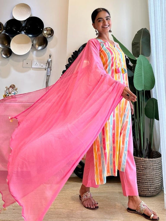 Multi Stripe Muslin Set