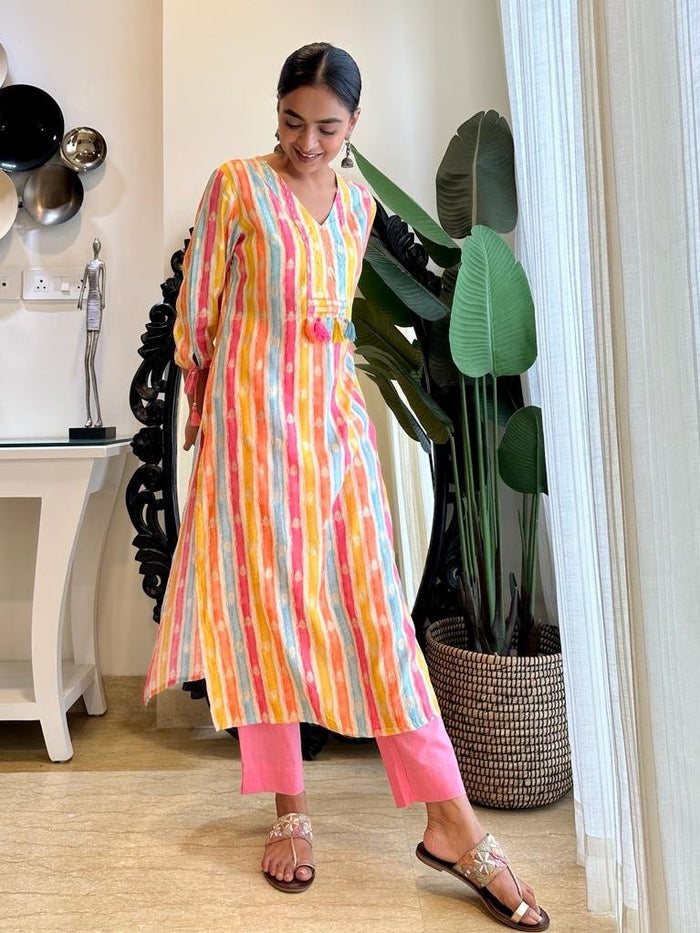 Multi Stripe Muslin Set