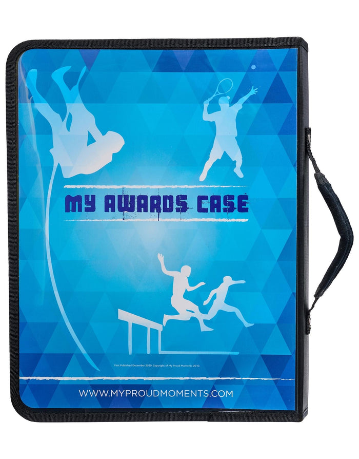 Blue and black My Proud Moments multi sports case with award storage box