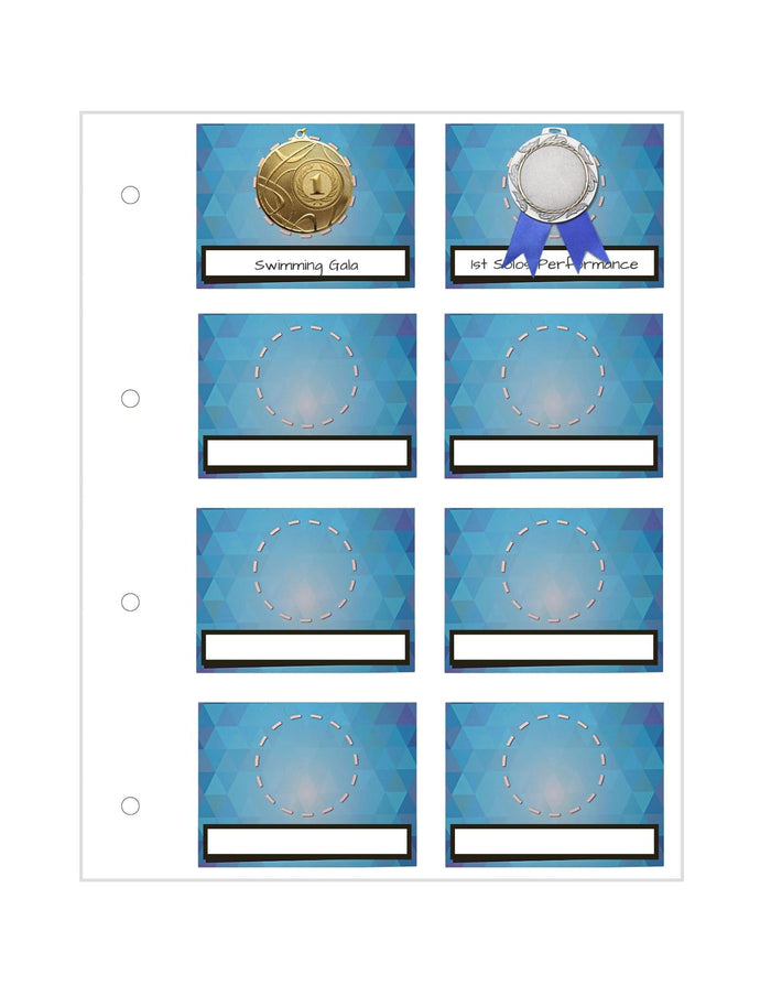 Blue and silver multi sports proud moments medal award chart with name cutouts