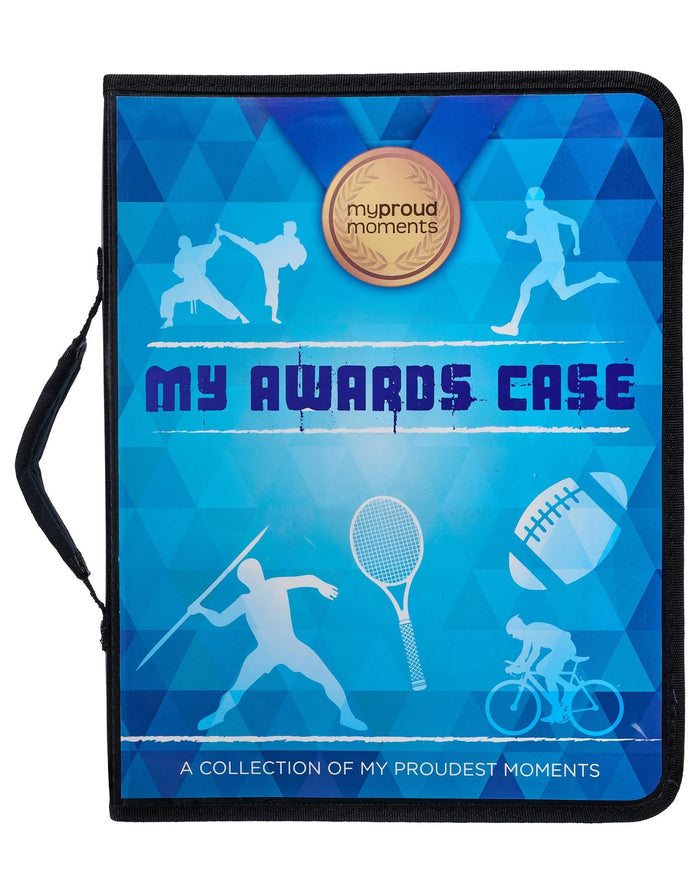 Blue multi sports case for proud moments with sport icons