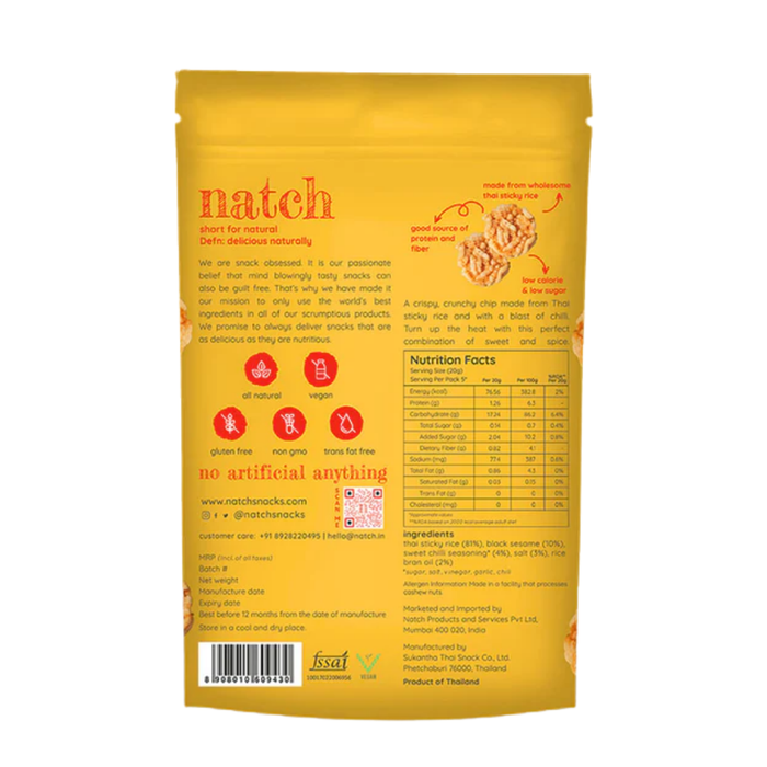 Natch Thai Rice Chips Sweet Chilli 100g