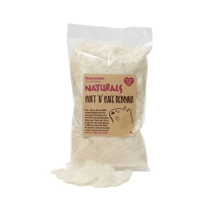 White background with a packet of Rosewood Naturals Soft 'n' Safe Bedding.