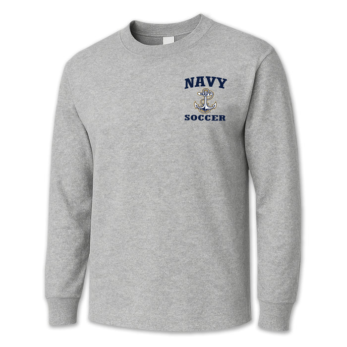 Navy Anchor Soccer Long Sleeve T-Shirt